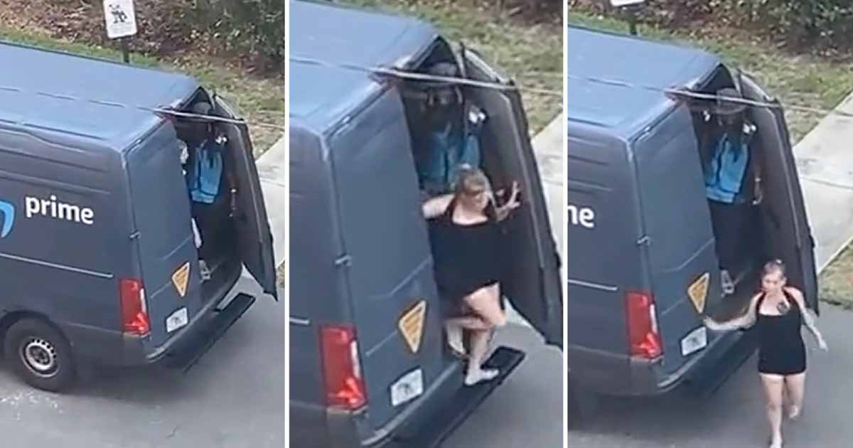 q1 8.jpg?resize=412,275 - Amazon Driver FIRED After Video Shows Woman In 'Revealing' Attire Exit From Back Of Delivery Van