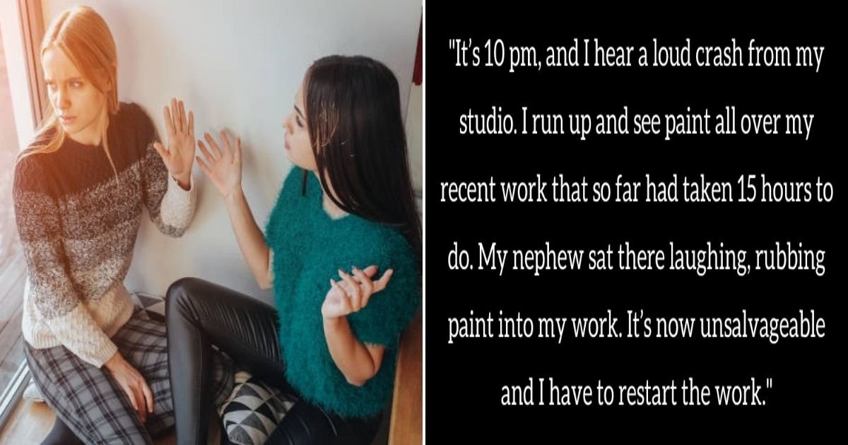untitled design 16 1.jpg?resize=412,232 - Woman Demands Her Sister Pay Her $3,280 After Her Son Smeared Paint All Over Her Workplace