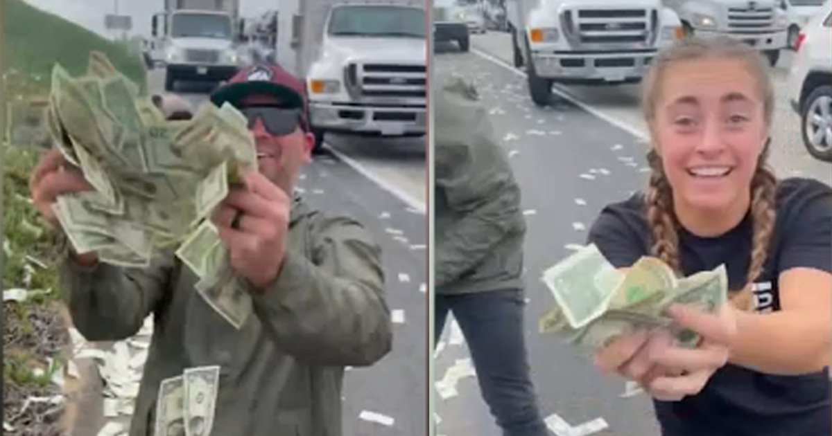 7 17.jpg?resize=412,275 - Cash Spilled By Armored Truck Causes CHAOS On Highway In California