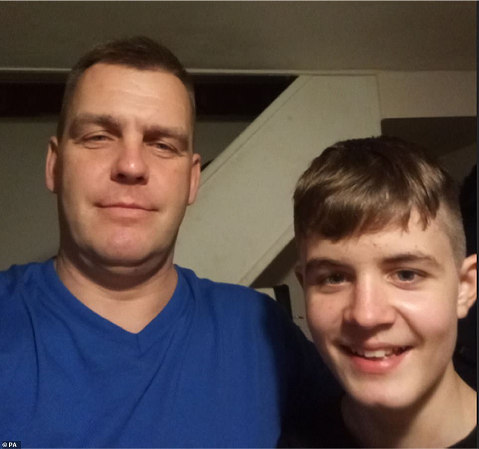 A teenager, who cannot be named, has been convicted of murdering 12-year-old Roberts (pictured with his father) after luring him to woodland and attempting to decapitate him