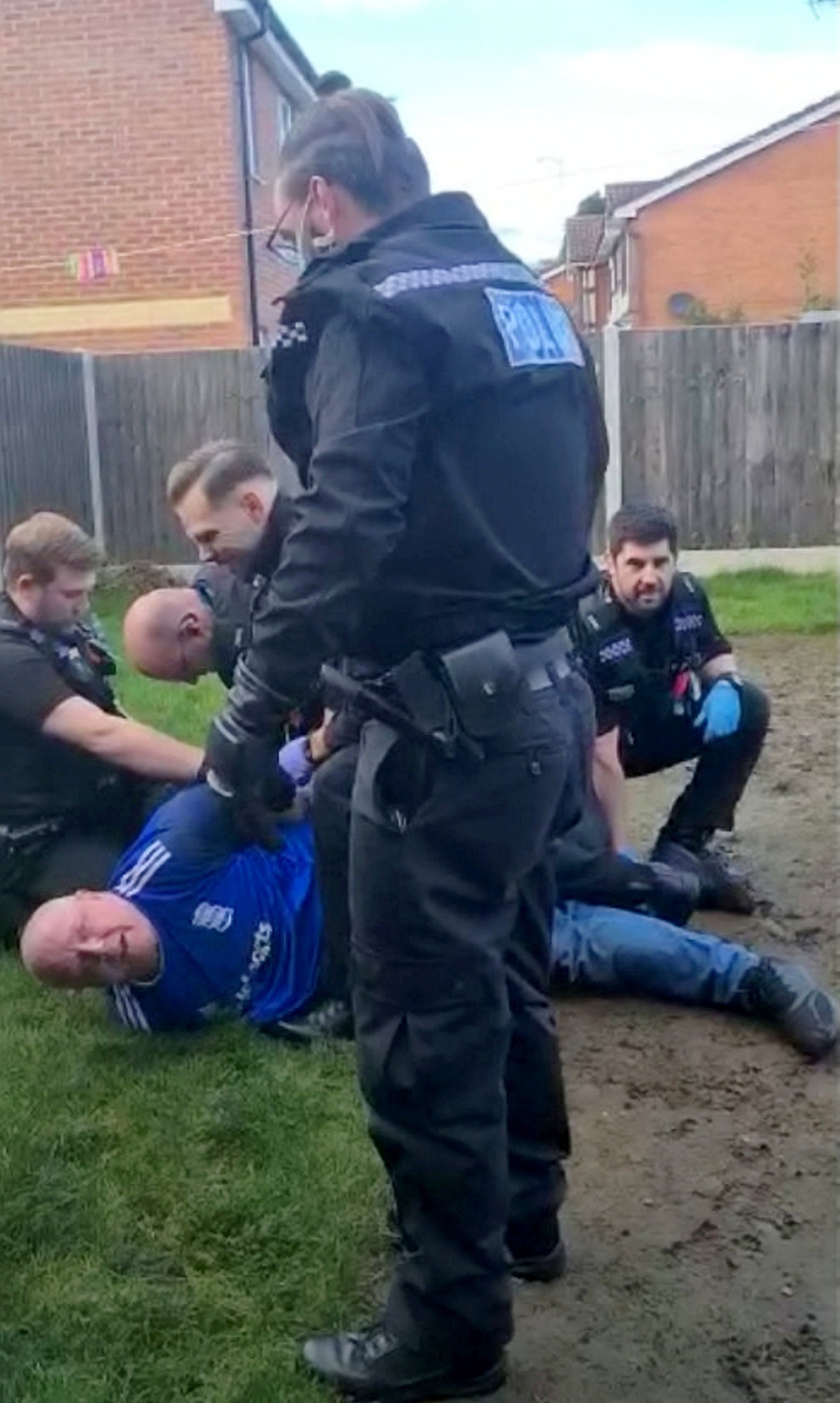 Six police officers arrived at Darrell Meekcoms home to arrest him after flashing a speed camera, wrestling him to the ground