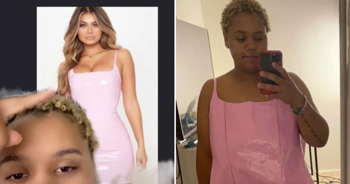 dress4.jpg?resize=412,232 - Woman Furious After Ordering A Pink DRESS Online Only To Receive A 'Pink Trash Bag'