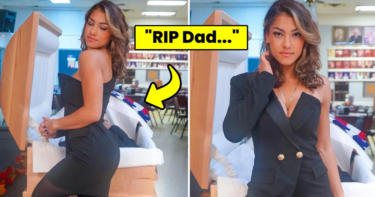 q7 4.png?resize=1200,630 - "You're Disgusting, Have Some Shame!"- Fitness Model Blasted For Posing In Front Of Late Father's Coffin