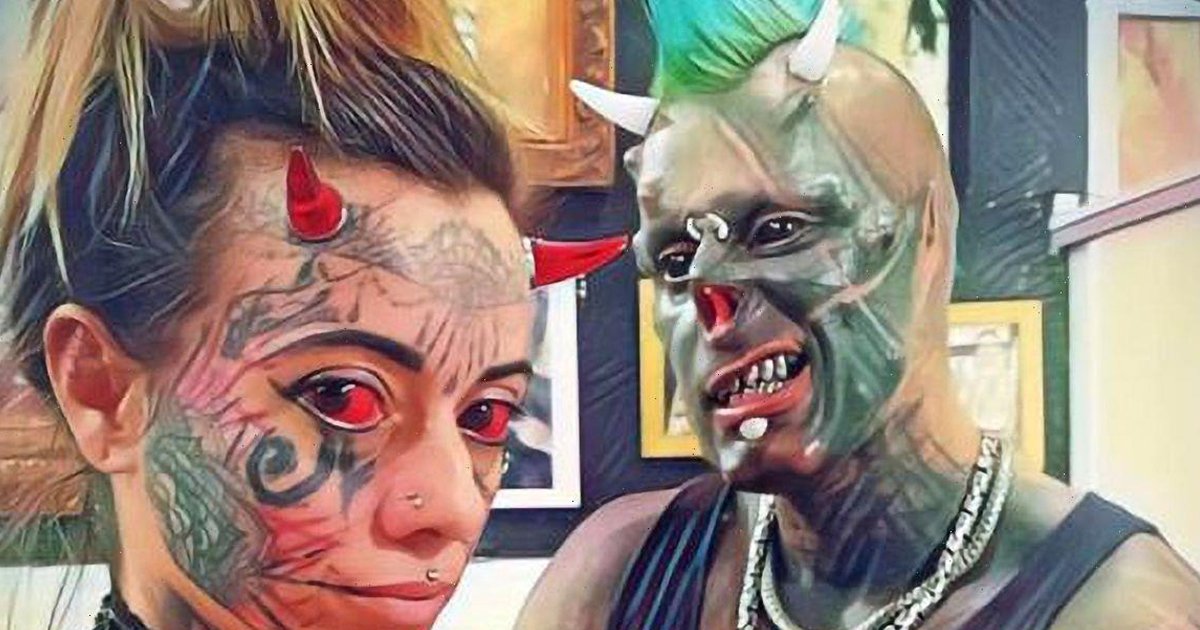 95.jpg?resize=412,275 - Body Art Fanatic Who SLICED Off His Nose To Appear As The 'Human Satan' Gets Tattoo Of 'Black Alien Man'