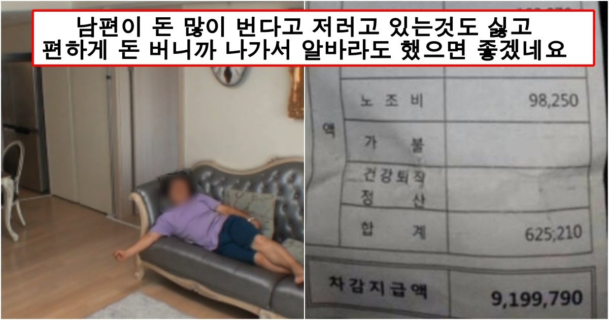 collage 340.jpg?resize=412,275 - "월 970만원 벌어오는 남편 알바 하나 더 했으면 좋겠습니다.." 월 천만원 가까운 돈을 바치는데도 맘에 들지 않는다는 아내