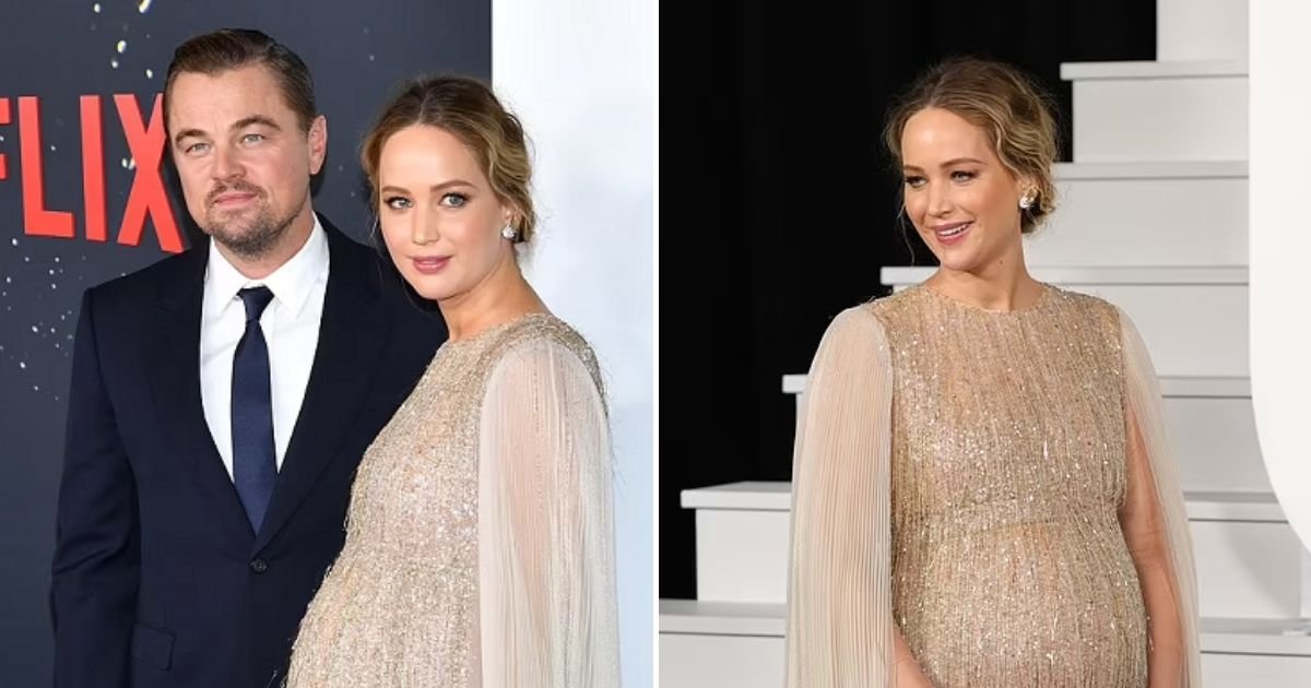 lawrence.jpg?resize=1200,630 - Heavily Pregnant Jennifer Lawrence Showcases Baby Bump On Red Carpet Alongside Leonardo DiCaprio At Premiere Of Don't Look Up