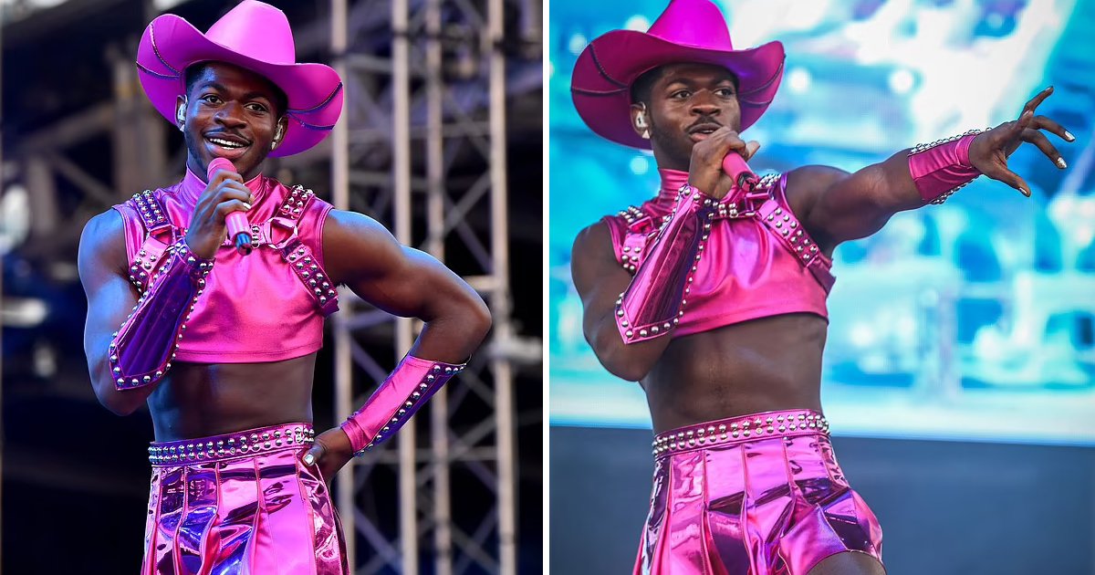 q3 3.jpg?resize=412,275 - Lil Nas X Dazzles Fans By REVEALING 'Six-Pack Abs' In Metallic PINK Crop Top & Pleated Skirt At Music Festival