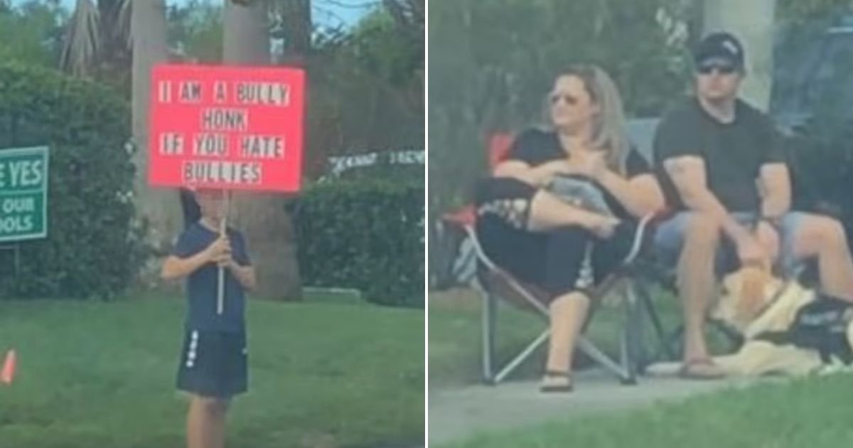 untitled design 43 1.jpg?resize=412,232 - Parents Force Young Boy To Stand And Hold A Sign That Says 'I Am A Bully, Honk If You Hate Bullies'