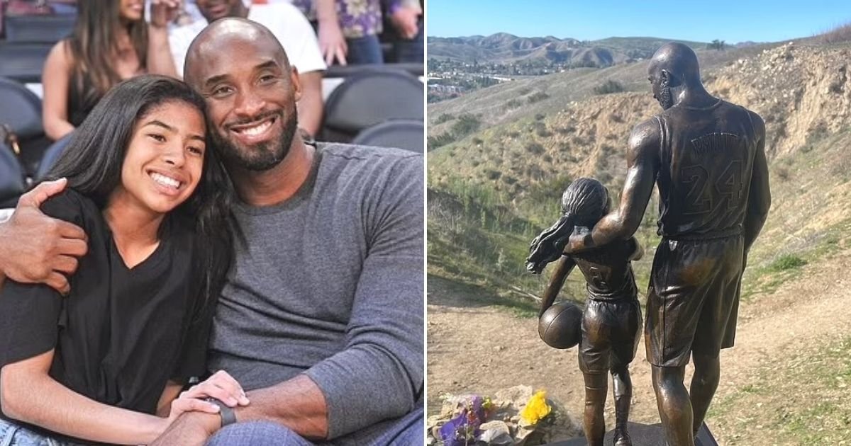 untitled design 13 2.jpg?resize=1200,630 - Kobe Bryant And Gianna Are Immortalized As A Bronze Statue Is Erected At The Helicopter Crash Site