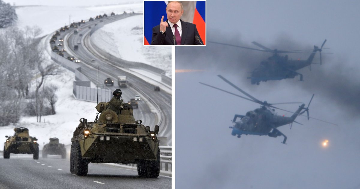 t1 1.png?resize=1200,630 - BREAKING: Russian Invasion Of Ukraine Begins As GIANT Tanks, Trucks & Troops Seen Rolling Through Donestsk