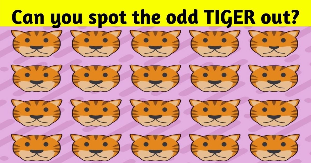 tiger3.jpg?resize=1200,630 - 9 Out Of 10 People Can't Spot The Odd TIGER In This Challenge! But Can You Do It?