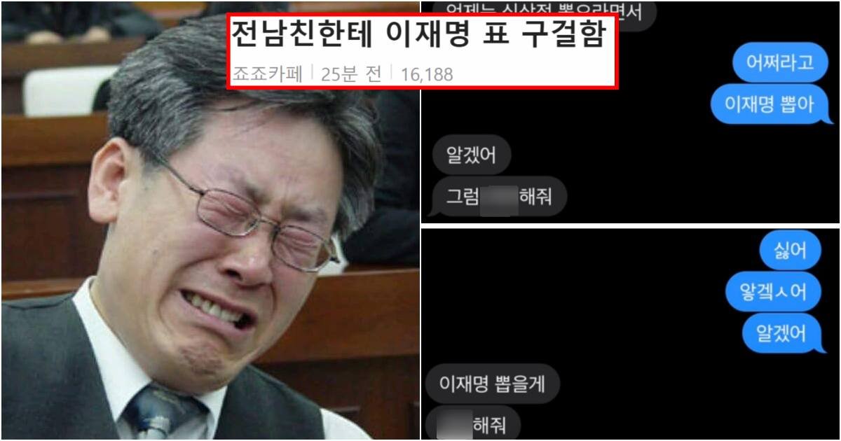 collage 132.jpg?resize=412,275 - "이재명 뽑아주면 XX 해줄게.." 이젠 하다하다 이재명 뽑아달라고 전남친에 연락한 여시언냐들