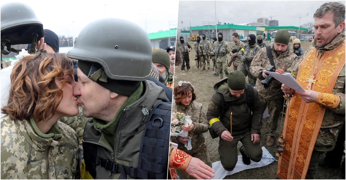 cover photo 12.jpg?resize=1200,630 - Ukrainian Soldier Couple Gets MARRIED In Their Uniforms On The Kyiv Front Line And Kissed Each Other For Goodluck