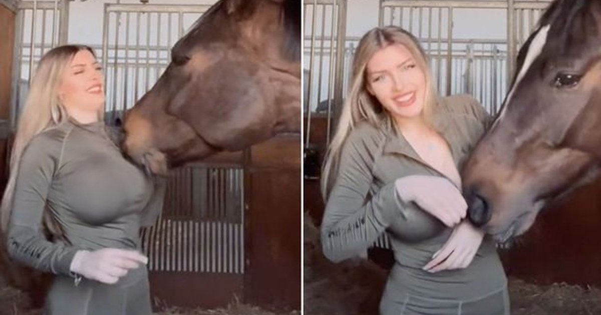 q2.jpg?resize=412,232 - Famous Model Suffers Wardrobe Malfunction As Cheeky Horse UNZIPS Her Top On TikTok