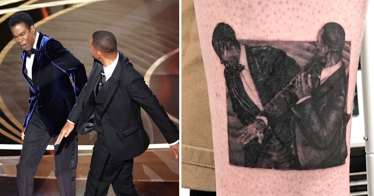 q3 8.jpg?resize=1200,630 - Man Immortalizes The 'Will Smith Slapping Chris Rock' Oscars Drama With A Leg TATTOO