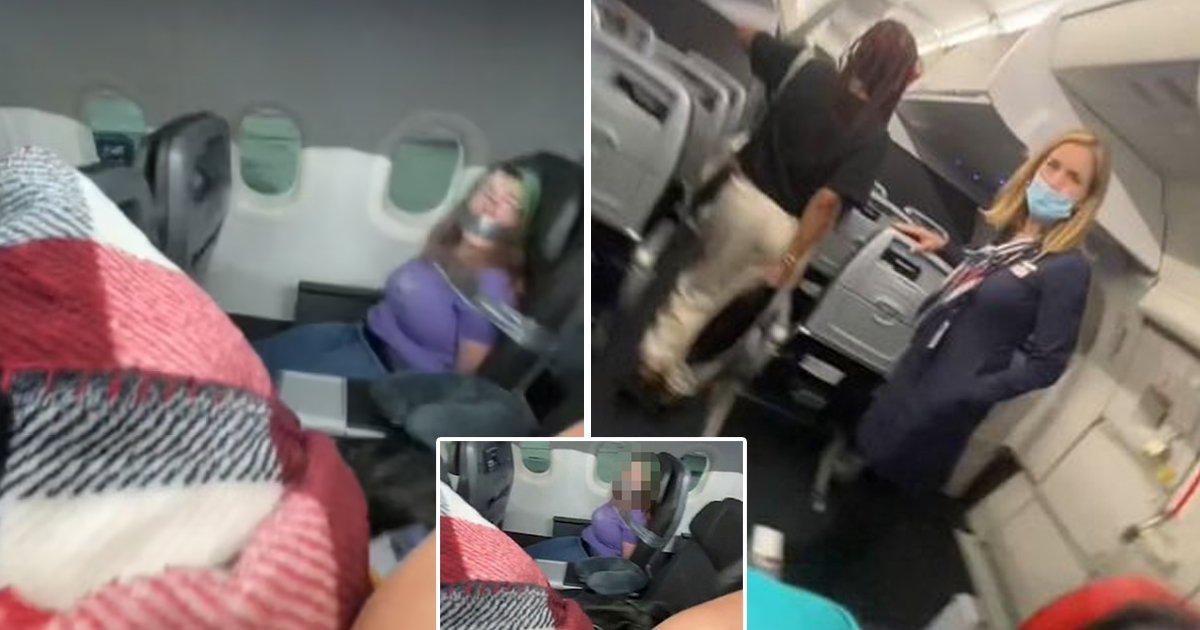 q4 6 2.jpg?resize=1200,630 - JUST IN: American Airlines Passenger DUCT-TAPED To Her Seat With Mouth SEALED SHUT After Trying To Open The Plane's Door