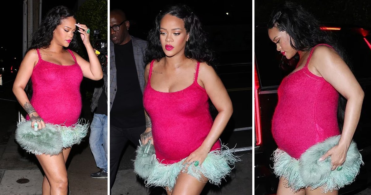 q8 5.jpg?resize=412,275 - Rihanna Draws Attention To Her Baby Bump AGAIN As She Turns Heads In 'Sultry' Pink Lace Attire