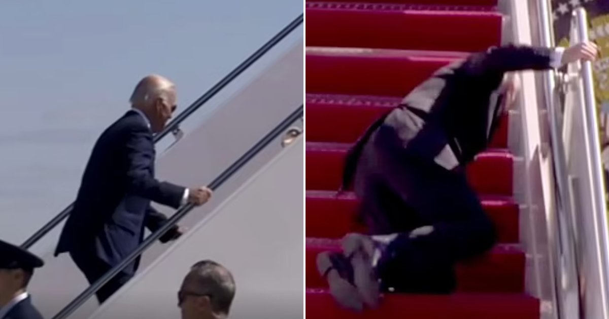 d4 1 1.jpg?resize=1200,630 - BREAKING: President Joe Biden SLIPS & Nearly Falls While Walking Up The Steps Of Air Force One
