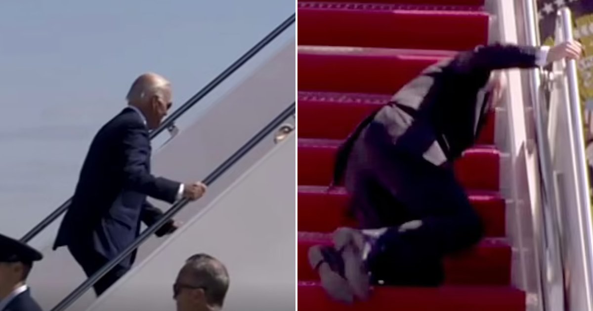 d4 1 1.jpg?resize=412,275 - BREAKING: President Joe Biden SLIPS & Nearly Falls While Walking Up The Steps Of Air Force One