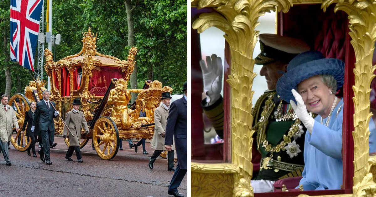 q3 5.png?resize=412,275 - JUST IN: Queen's 'Gold State Coach' Seen For The FIRST TIME In Over 20 Years As Final Rehearsals For The Platinum Jubilee Begin