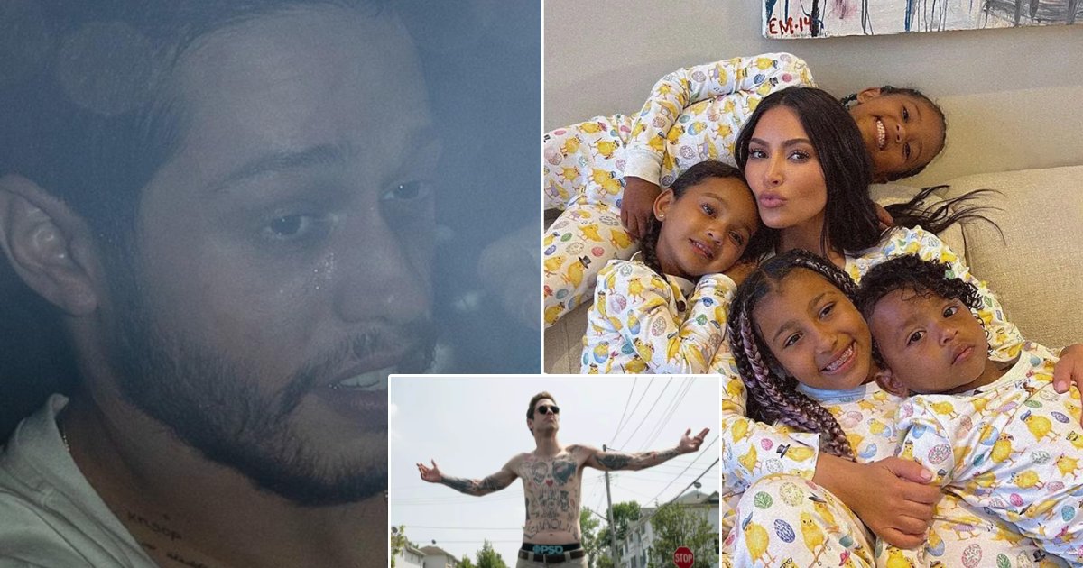 t1.png?resize=412,232 - Kim Kardashian's New Man Pete Davidson Slammed As 'Mad Weird' By Her Fans For Getting Tattoos Of Her Kids' Names
