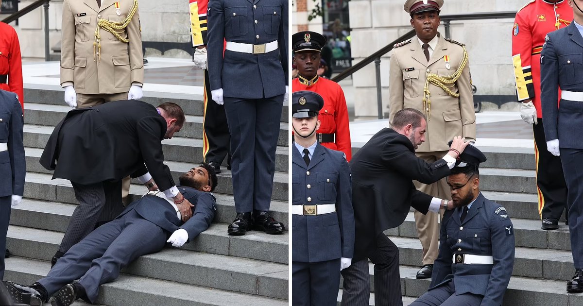 d7.jpg?resize=412,275 - BREAKING: Three Soldiers FAINT While Standing Guard For Queen’s Thanksgiving Service