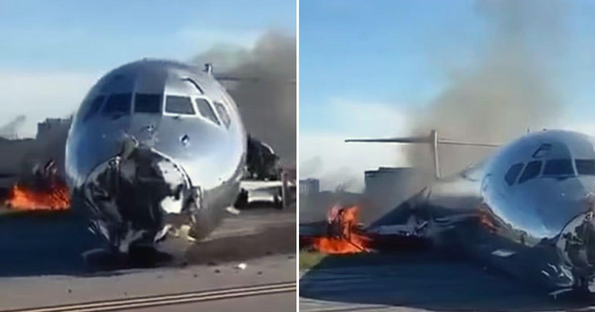 plane4.jpg?resize=1200,630 - BREAKING: Plane Carrying 126 Passengers Bursts Into Flames After Crash Landing At Miami Airport
