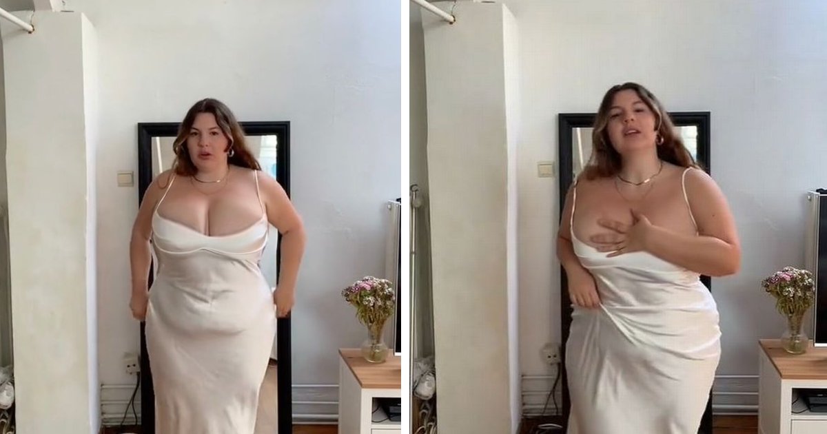 q5 1 3.png?resize=412,232 - Woman's Cleavage Almost Falls Out While Trying On A Viral Slip Dress From Zara