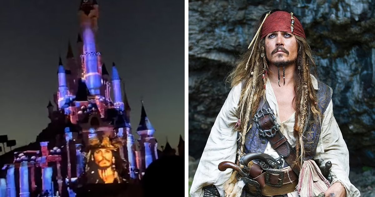 q5 4 1.png?resize=412,275 - BREAKING: Image Of Johnny Depp As 'Captain Jack Sparrow' Shines Once Again On Disneyland's Castle