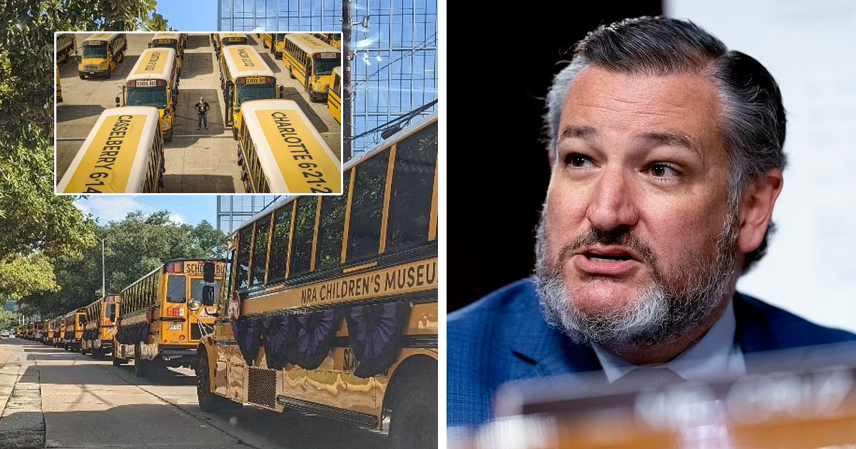 t9 1.png?resize=1200,630 - BREAKING: MASSIVE Fleet Of 52 Yellow School Buses Form Procession & Arrive At Ted Cruz's Residence