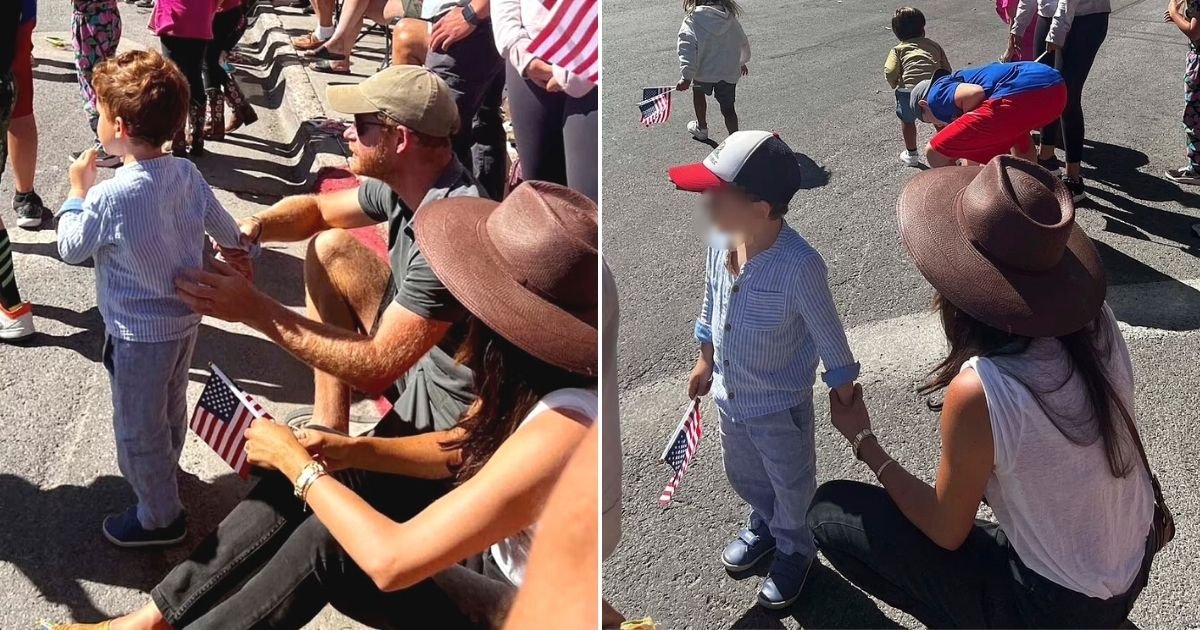 untitled design 19.jpg?resize=1200,630 - Harry And Meghan Spotted Waving American Flags While Enjoying Fourth Of July Parade With Son Archie