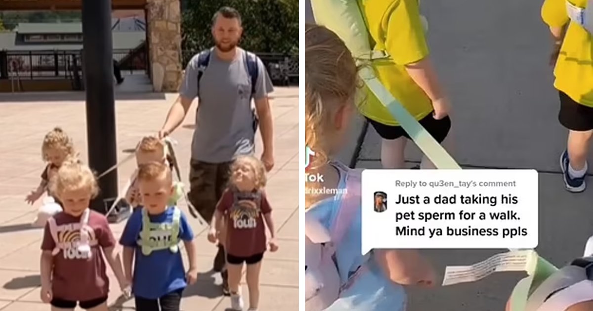 d10 2.jpg?resize=1200,630 - "They Are Humans, Not Dogs!"- Father Of Five Begins Massive Debate For Using A LEASH To Take His Kids Out For A Walk