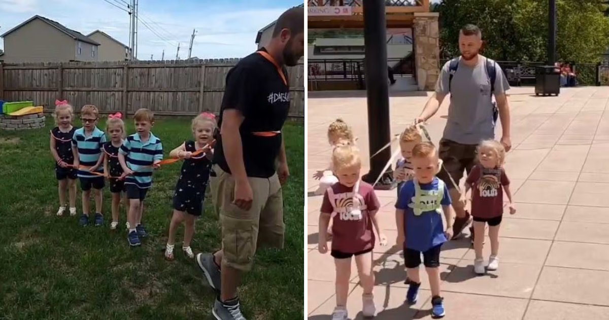 t4 5.png?resize=1200,630 - Father Leaves Internet Divided After Using LEASHES To Walk His Young 'Quintuplets'