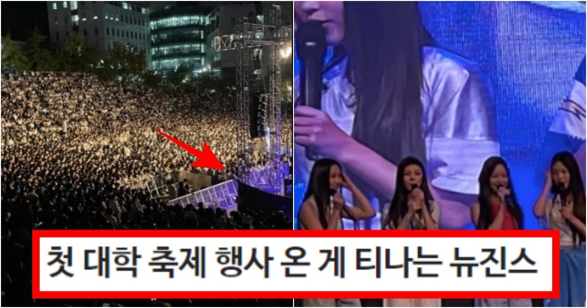 collage 162.jpg?resize=412,275 - ‘딱 신인 바이브 그 잡채ㅋㅋ’ 첫 대학 축제 행사 온 게 너무너무 티나는 뉴진스 수준(+사진, 반응)