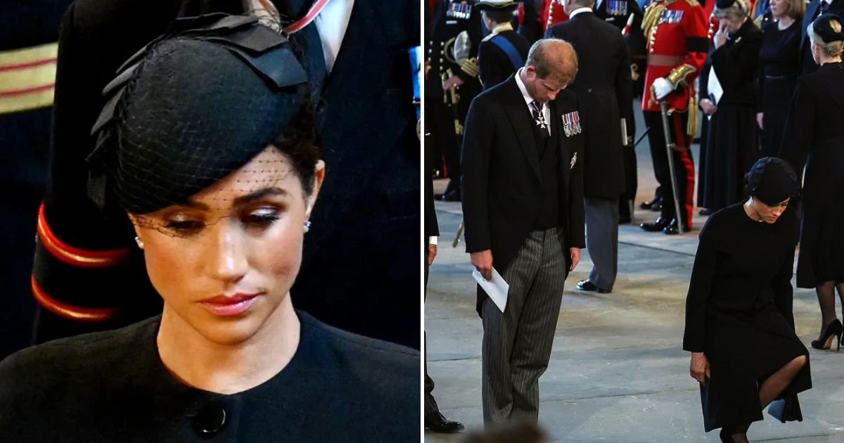 curtsy3.jpg?resize=1200,630 - Meghan Markle's DEEP Curtsy In Front Of The Queen's Coffin Following The Procession Echoes Their FIRST Meeting