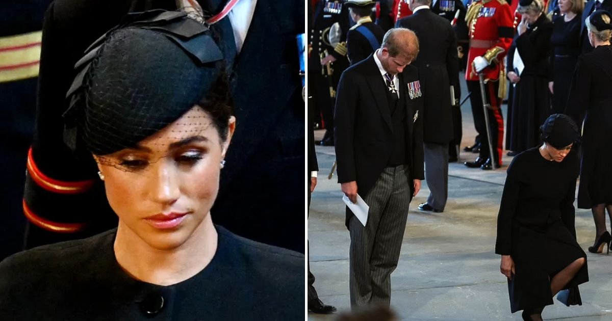 curtsy3.jpg?resize=412,275 - Meghan Markle's DEEP Curtsy In Front Of The Queen's Coffin Following The Procession Echoes Their FIRST Meeting