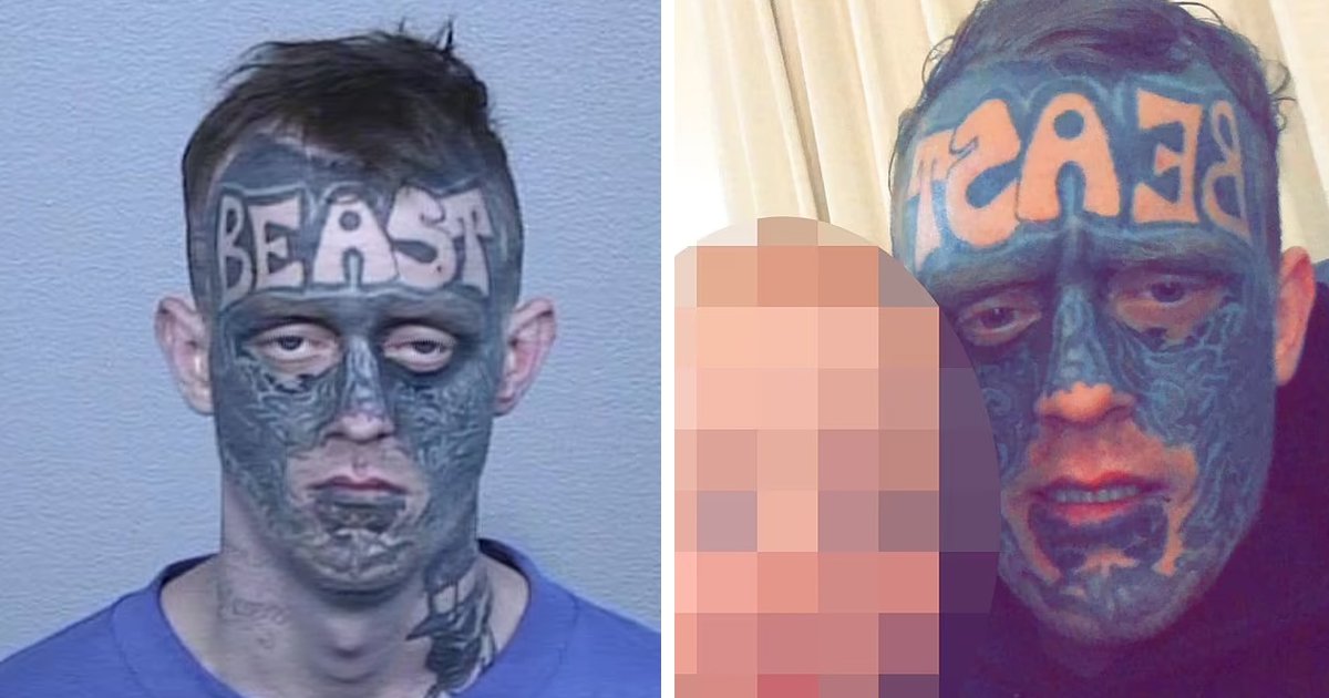 d106.jpg?resize=412,275 - BREAKING: Face-Tattooed Man With BEAST Written On His Forehead WANTED By The Cops