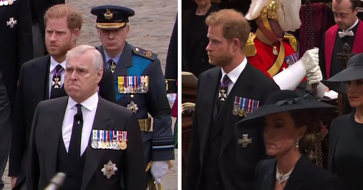t10 2 1.png?resize=1200,630 - BREAKING: "He's The King's Son, Have Some Respect!"- Viewers Baffled As Prince Harry & Meghan Markle FORCED To Sit In The 'Second Row' For Queen's Funeral