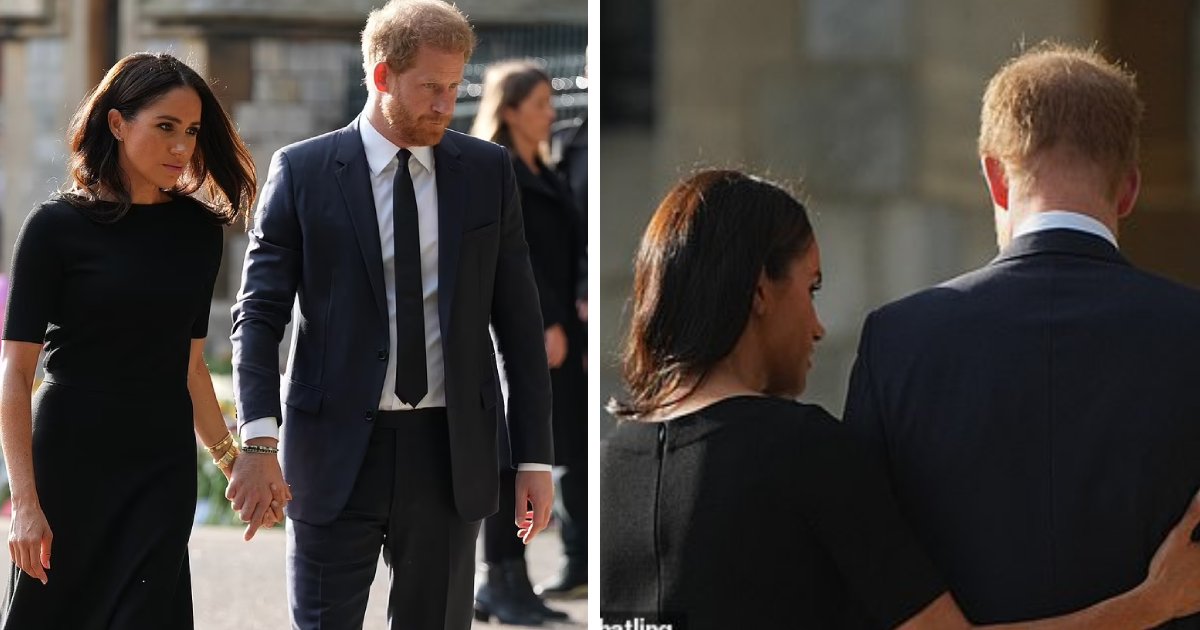 t4 3.png?resize=412,275 - BREAKING: Meghan Markle Seen Comforting Harry As He Gets Emotional Looking At Tributes For The Queen