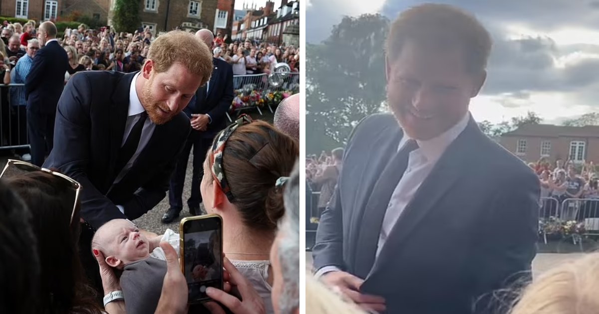 t6 3.png?resize=412,275 - EXCLUSIVE: Prince Harry's Loving Nature On Display As He Cradles Newborn & Chats With Kids During Windsor Walkabout