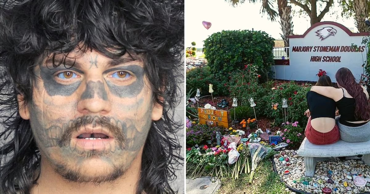tattoo.jpg?resize=1200,630 - Man With Terrifying Face Tattoos Left Multiple Dead Animals At Memorial For The 17 Victims Of School Massacre