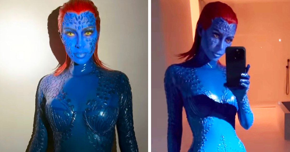 d189.jpg?resize=412,275 - EXCLUSIVE: Kim Kardashian Paints Her Entire Body BLUE And Stuns In A Figure Hugging Latex Costume For Halloween