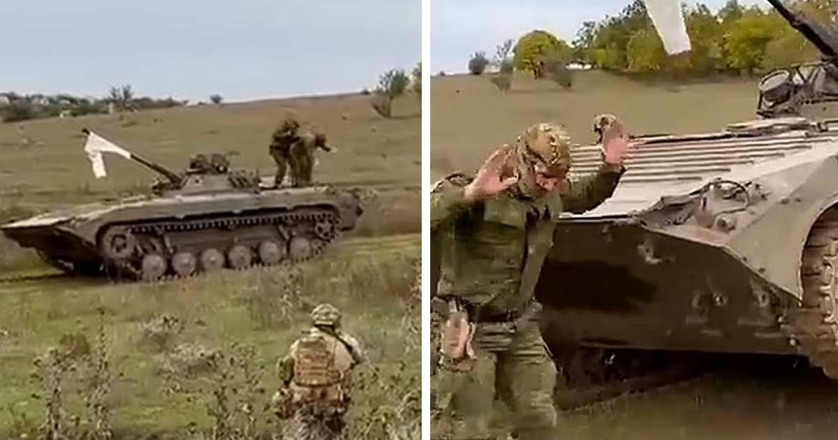 t3 1.jpg?resize=412,275 - BREAKING: 'Astonishing' Moment Shows Russian Tanks WAVING 'White Flag' Symbolizing 'Surrendering' To Ukrainians