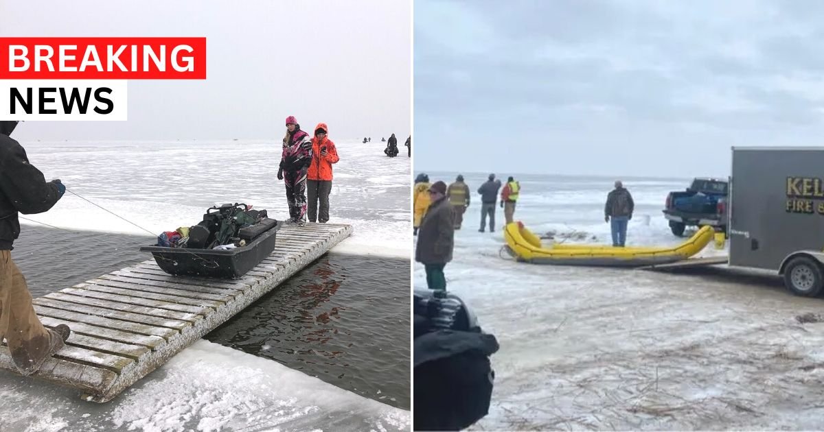 breaking 2 1.jpg?resize=412,275 - BREAKING: Hundreds Of People Left Stranded On Huge Chunk Of Ice After It Broke Off While They Were Fishing On A Lake