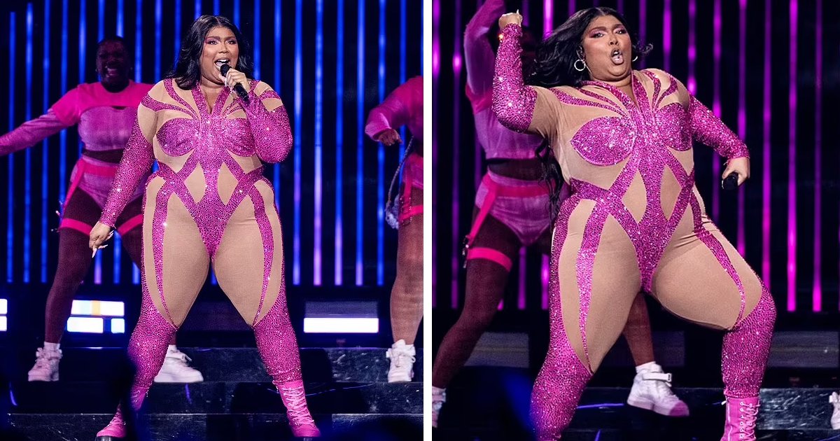 d85.jpg?resize=412,275 - EXCLUSIVE: Singer Lizzo Dazzles Fans In A Revealing & Glittering 'Fuchsia Bodysuit'