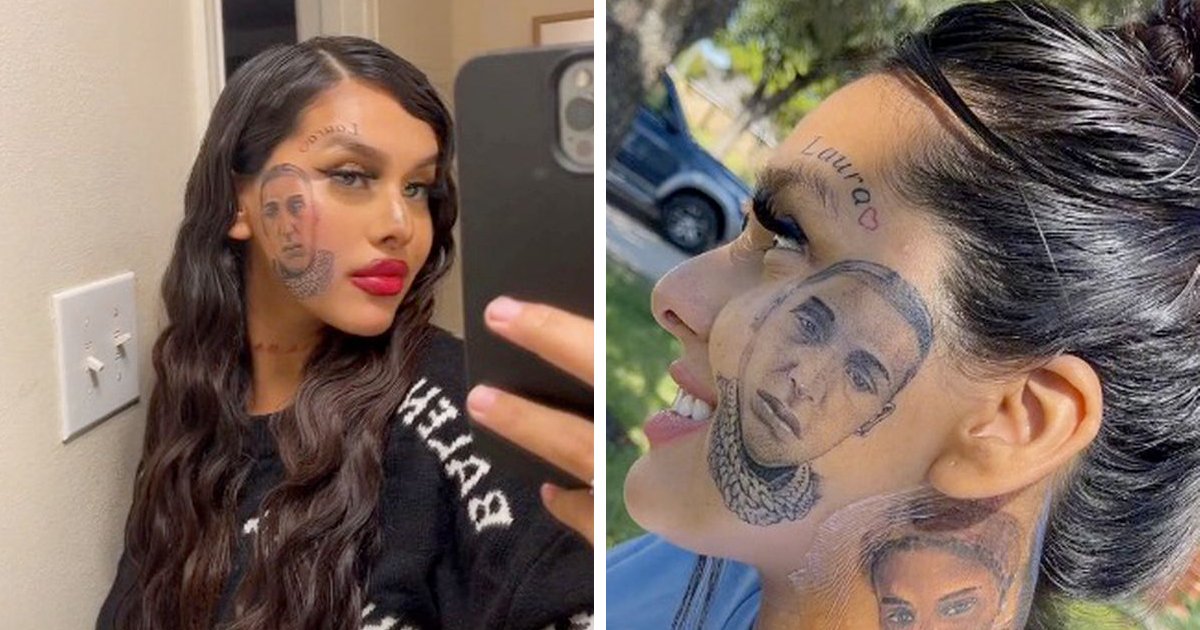 t10 5.png?resize=1200,630 - EXCLUSIVE: Woman Decides To Get Her 'Cheating' Partner's Face TATTOOED Across Her Cheek