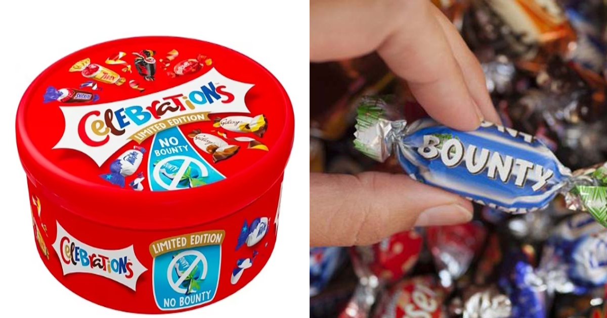 t5 8.png?resize=1200,630 - JUST IN: Chocolate Lovers Furious As Mars REMOVES 'Bounty Bars' From Its Celebrations Treat Box