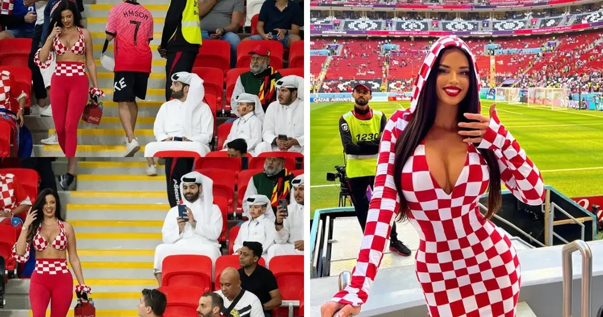 d181.jpg?resize=1200,630 - EXCLUSIVE: Hilarious Moment As Qatari Fans Caught Grinning & Taking Photos Of Miss Croatia At The World Cup