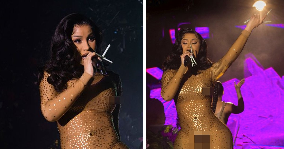 d5.jpg?resize=1200,630 - EXCLUSIVE: Cardi B Flaunts Curves In Skintight Bodysuit While Baring Her Cleavage With FAKE 'Pubic Hair'