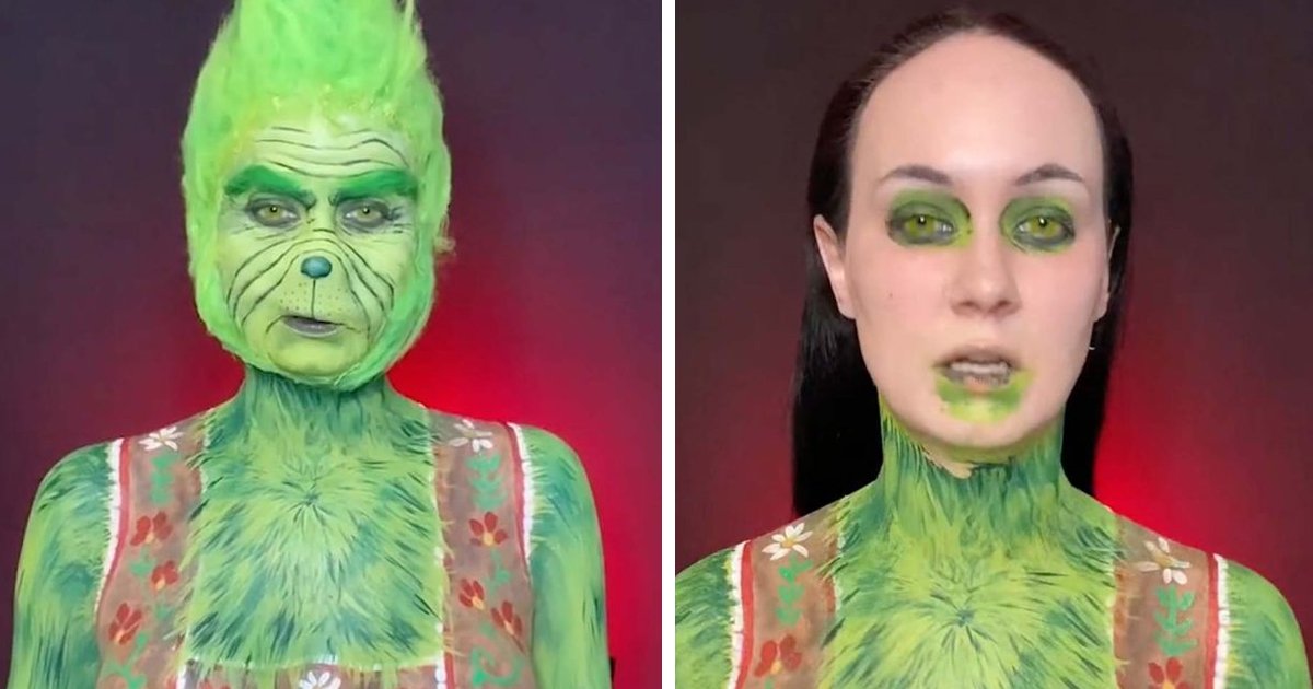 d85.jpg?resize=1200,630 - Woman TRASHED As The N*ked Grinch Says People Troll Her For The 'Impressive' Body Paint